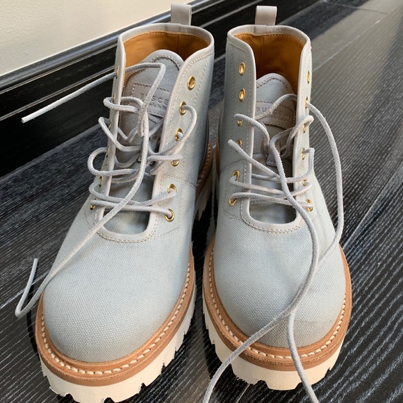 BUSCEMI WOMENS LADIES BOOTS BABY BLUE SIZE 40 US SOFT LEATHER RETAIL $795 - Picture 1 of 11